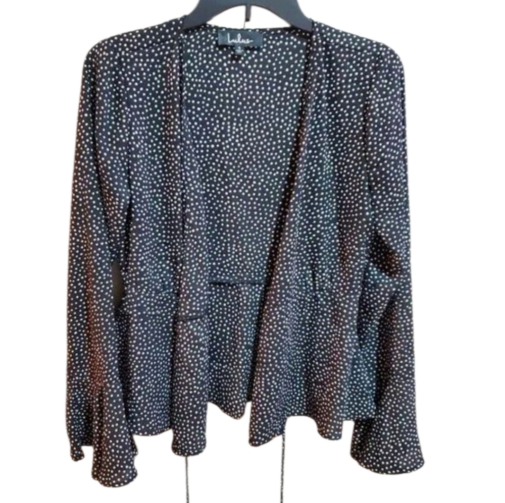 LULU'S BLACK POLKA DOT BLOUSE SZ SMALL